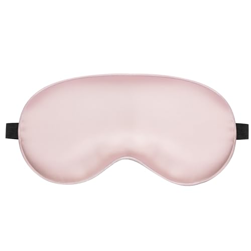 Silk Sleep Mask, Blackout Eye Mask for Sleeping with Adjustable Strap - color: Light Pink