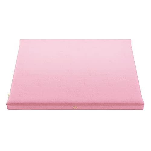 Mindful & Modern Zabuton Meditation Mat - Cotton Filled Yoga and Meditation Pad - Zabuton Meditation Cushion for Kneeling and Sitting Support - Large Rectangular Sitting Floor Pillow for Bench or Zafu - color: Velvet - Pink