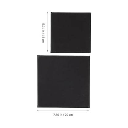 2 Pack Black Canvas Panels 7.87 X 7.87 X 0.59 in Artist Stretched Canvas for Oil Painting Blank Painting Panels for DIY Art Projects Home Decor Gifts