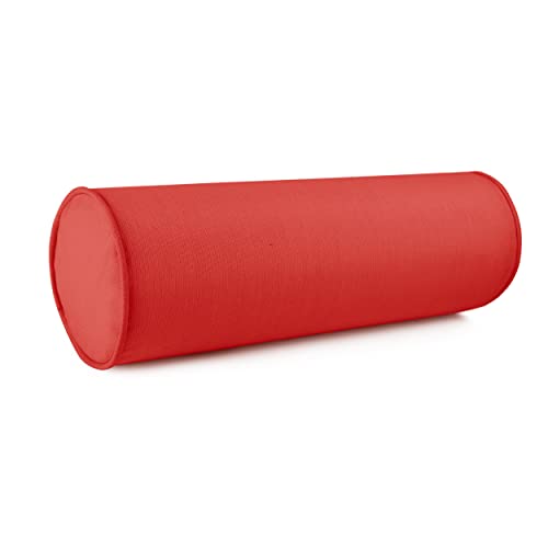 Austin Horn Classics Sunbrella Set of 2 Zippered Neck Bolster Pillow, Made with Sunbrella Fabric, Cylinder Pillows, for Couch & Bed, Decorative Round Throw Pillow, Back & Neck Support (Red) - color: Red, size: Medium