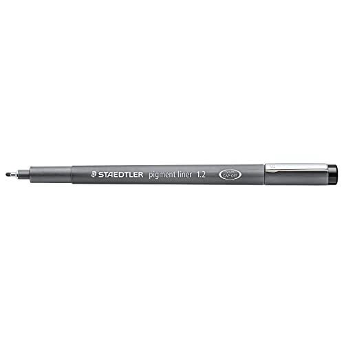 Staedtler Pigment Liner, Fineliner Pen for Drawing, Drafting, Journaling, 1.2mm, Black, Box of 5 Pens, 308 12-9M - style: 1.2mm