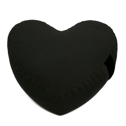 Bean Products Zafu Meditation Pillows for Sitting on Floor, Yoga Cushion, Cotton Yoga Pillow, Zafu Meditation Cushion, Zen Kneeling Prayer Pad- Made in USA - Round or Oval - color: Black, size: Heart Shaped