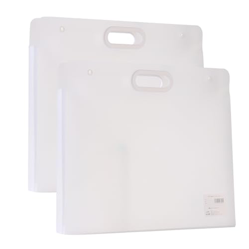 Plastic Art Portfolio Folder with Handles and Snap 17 x 14 inch Large Waterproof Artwork Storage Containers for Drawing Sketch Photography Poster Files Document (White, A3) - color: White, size: A3