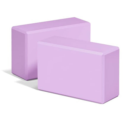 Yoga Blocks 2 Pack, 9"x6"x3" High-Density EVA Foam Yoga Block, Non-Slip Yoga Blocks for Yoga, Pilates Meditation, Stretching and Toning, Supportive, Latex-Free - color: Purple