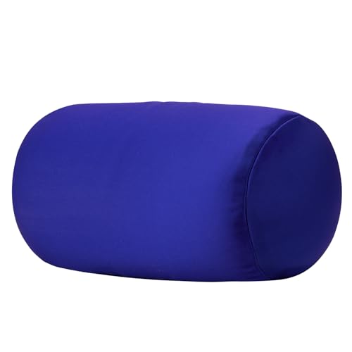 Microbead Bolster Tube Pillows with Double Cover, Squish Bean Bed Microbead Pillow Soft Neck Back Lumbar Support Smooth Cool Touch Comfortable Fabric (Blue) - color: Blue