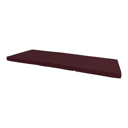 D&D Futon Furniture Trifold Foam Beds, Floor Tri-Fold Bed, Foldable Shikibuton Mattress Cushion Topper Mat for Space Saving Sleepover 3x27x75 in, Burgundy