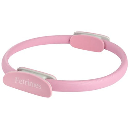 Pilates Ring 15 Inch Magic Circle Ring, Dual Padded Handles Pilates Exercise Circle, Adjustable Yoga Ring - color: Pink