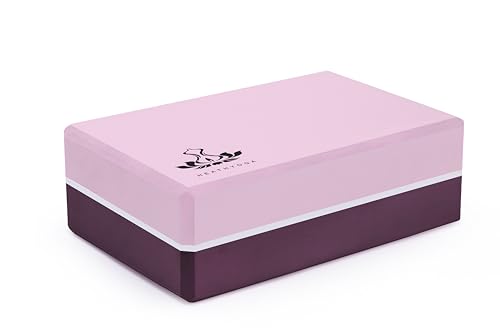 Heathyoga Yoga Blocks 2 Pack with Strap, High Density EVA Foam Yoga Block and Yoga Strap Set to Support and Improve Poses and Flexibility - color: Pink
