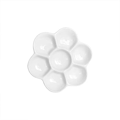 3.4" Diameter Flower Paint Palette Glazed Watercolor Painting Mixing Ceramic Palette 2 PCS