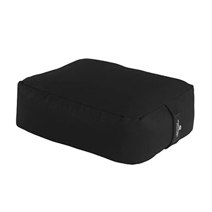 Hugger Mugger Zen Meditation Cushion - Wider Base, Use Horizontally or Vertically, Buckwheat Filled, Durable Fabric, Handmade in USA - color: Black