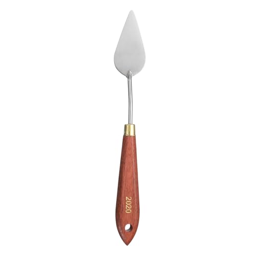 HARFINGTON Palette Knife Painting Tool 2.36" x 1.18" Stainless Steel Teardrop Blade 8.27" Length Spatula Painting Pallet Knives with Hole Beech Wood Handle for Oil Acrylic Canvas, Red/Silver - size: 8.27" x 1.18" x 2.36"