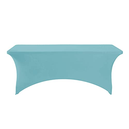Spandex Table Cover for 6Ft or 4fT or 8ft Table Universal Fitted Stretch Tablecloth for Party, Banquet, Wedding and Events-Aqua - color: Aqua, size: 72" x 30" (Rectangular)