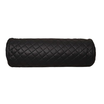 Neck Roll Pillow Cushion Cover, 16x6 Inch Full Moon Round Bolster Pillow Case, Cylinder Soft Lambskin Leather Pillowcase for Head, Spine & Neck Support During Sleep - Quilted Black Pack of 1 - color: Quilted Black Pack of 1