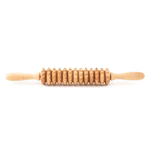 Wood Roller Massager for Body - 15.6 inch Lymphatic Drainage Manual Massage Tools for Sculpting, Muscle Shaping, Celulite Remover - Wooden Massage Tool for Manual Maderotherapy - color: Straight Roller