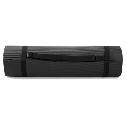 BalanceFrom 7-Piece Yoga Set with 71x24x0.5 Inches Extra Thick Mat and Carrying Sling – Includes 2 Blocks, Stretch Strap, 2 Towels, and Knee Pad for Home, Studio, and Gym Workouts - color: Black