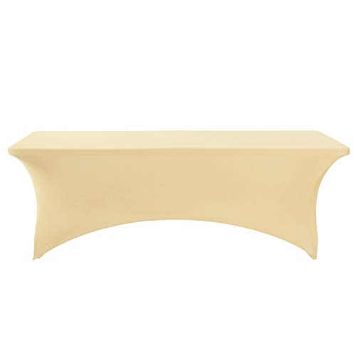 2Pack Spandex Table Cover for 8FT or 4ft or 6ft Table Universal Fitted Stretch Tablecloth for Party, Banquet, Wedding and Events-Champagne - color: Champagne, size: 8 Feet - 2 Pack