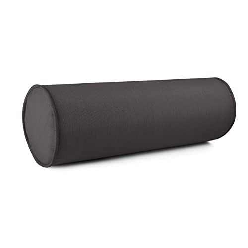 Austin Horn Classics Sunbrella Set of 2 Zippered Neck Bolster Pillow, Made with Sunbrella Fabric, Cylinder Pillows, for Couch & Bed, Decorative Round Throw Pillow, Back & Neck Support (Black) - color: Black, size: Medium