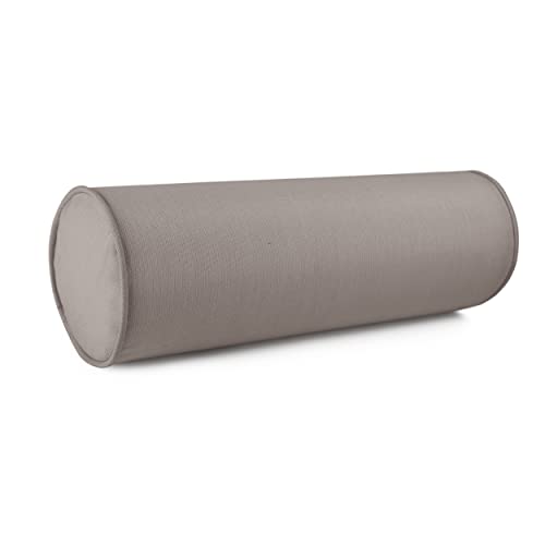 Austin Horn Classics Sunbrella Set of 2 Zippered Neck Bolster Pillow, Made with Sunbrella Fabric, Cylinder Pillows, for Couch & Bed, Decorative Round Throw Pillow, Back & Neck Support (Charcoal Grey) - color: Charcoal Grey, size: Medium
