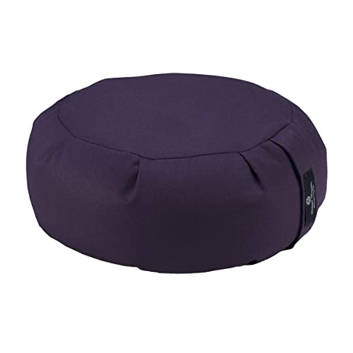 Hugger Mugger Zafu Meditation Cushion - Support in Cross-Legged Sitting, Buckwheat Filled, Durable Fabric, Convenient Handle, Handmade in USA - color: Plum