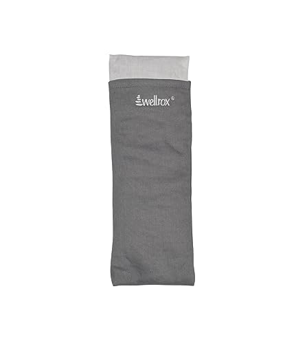 Wellrox Weighted Eye Pillow - Flaxseeds & Lavender Eye Pillow Weighted for Restorative Yoga, Meditation & Stress Relief | Microwave Heating Pad & Cool Compress for Sinus Relief (Grey, Unscented) - color: Cool Grey
