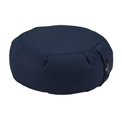 Hugger Mugger Zafu Meditation Cushion - Support in Cross-Legged Sitting, Buckwheat Filled, Durable Fabric, Convenient Handle, Handmade in USA - color: Blue