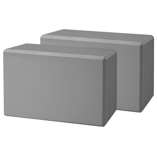 biguphate 2 Pack Yoga Blocks, 3"x6"x9" Beveled Edges Non-Slip, Yoga Bricks - color: 2PACK-369-Grey, size: 9x6x3IN