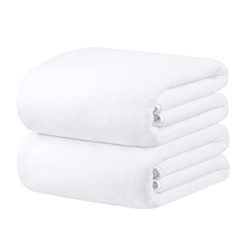 JML Microfiber Bath Sheet Towels, 40"x80", 2 Pack, White | Hanging Loop, Super Soft, Absorbent, Lint Free, Fade Resistant for Salon SPA Sauna - color: White, size: 40 in x 80 in