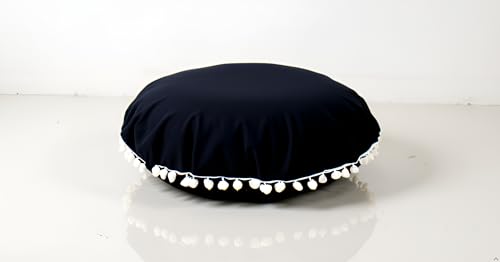 CRAFT KALA Meditation Floor Pillow Cover, Round Large Pillows Cover Seating for Adults, Bohemian Mandala Circle Cushions Cover for Outdoor Fireplace Yoga Living Room (Black, 22" Round) - color: Black, size: 22" x 22" (Pack of 1)
