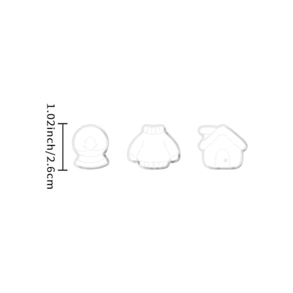 Xaekicr 3 PCS Christmas Polymer Clay Cutters Set – Winter Snow Globe, Sweater, House Clay Cutters for Earrings – Holiday Polymer Clay Molds and Clay Tools for DIY Crafts - color: 2A