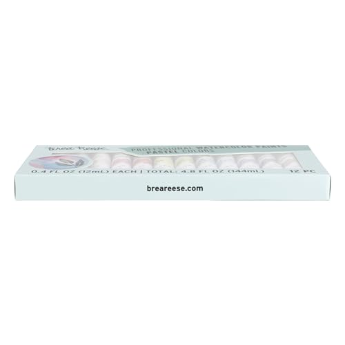 Brea Reese Professional Watercolor Paint Set - 12 Pastel Tubes, 0.4 fl oz | Matte finish, non-toxic art supplies for adults. Highly pigmented, acid-free soft muted hues for easy blending and shading