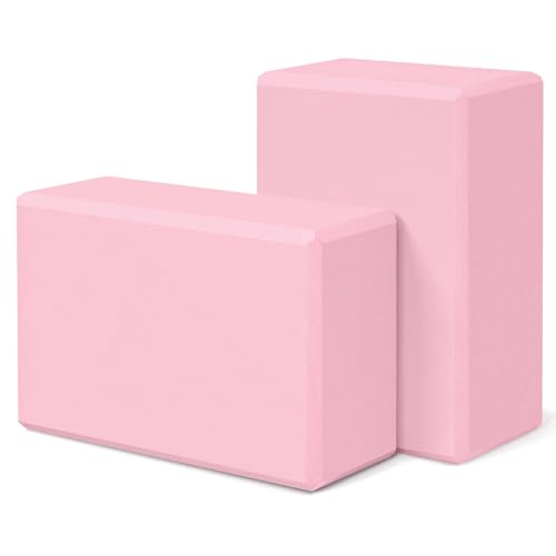Yoga Blocks, Non Slip Yoga Bricks, Portable & Lightweight - color: 2 Pack-Pink-9x6x3in, size: 9x6x3 IN