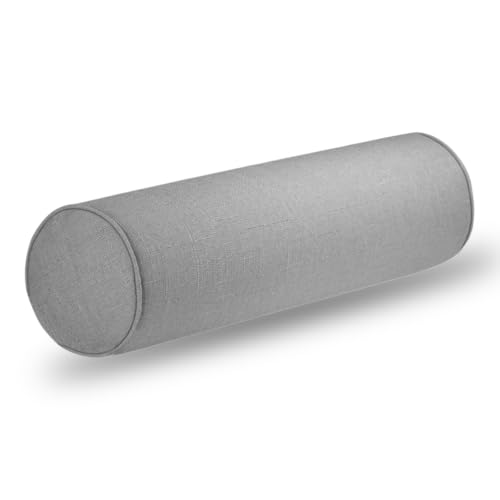 Tinbolunce Neck Roll Pillowcases with Zipper - Full Moon Bolster/Round Cylinder Pillow Case Cover for Bedroom, Living Room, Sofa - Solid Color Cervical Throw Pillow Covers - color: Silver Grey, size: 6" x 24"