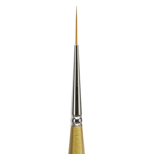 KINGART Premium Original Gold 9050M-18/0 Micro Detail Script Liner - Mini Thick Handle Artist Brush, Golden Taklon Synthetic Hair, for Acrylic, Watercolor, Oil and Gouache Painting, Size 18/0