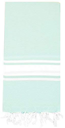 Blanket | Soft Original Turkish Cotton Bath Towel | Beach Towel | Hammam Yoga Gym Towel | Pestemal 60x80 Inches (Mint) - color: White Aqua