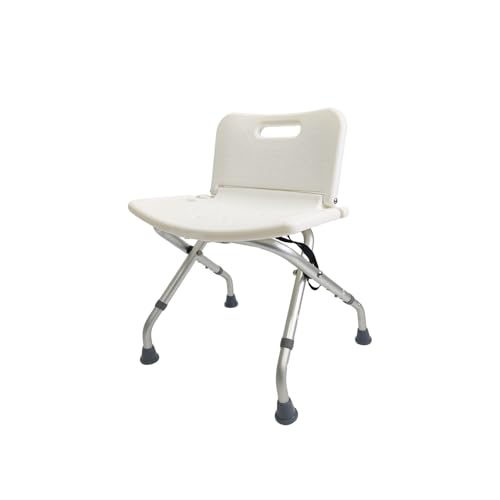 Yellow Ladybug Foldable Shower Chair - Adjustable Height Bath Stool with Non Slip Rubber Feet, Lightweight for Seniors & Mobility Support.