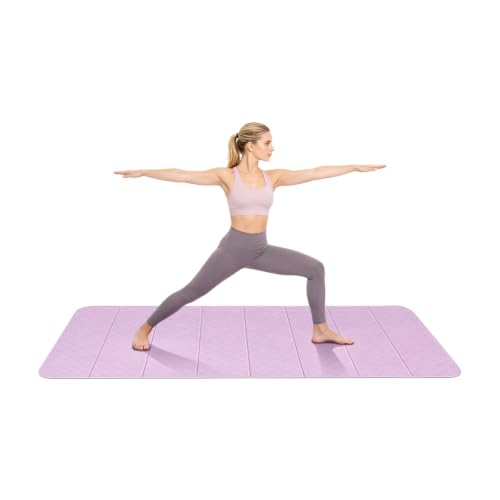 Foldable Yoga Mat TPE Non Slip Exercise Mat for Home Workout Travel - color: Purple