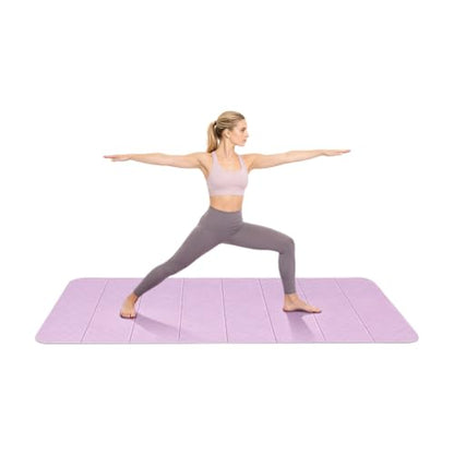 Foldable Yoga Mat TPE Non Slip Exercise Mat for Home Workout Travel - color: Purple
