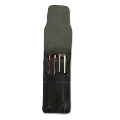 Leather Pen Case - Handmade Full Grain Fountain Pen Organizer - Multi Pen Holder Sleeve Green - color: Green
