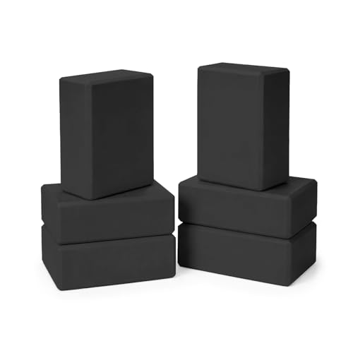GOGO Yoga Blocks Bulk Gym Block Black, Exercise Workout Fitness Bricks Non-Slip for Meditation Physical Therapy - size: 6PACKS