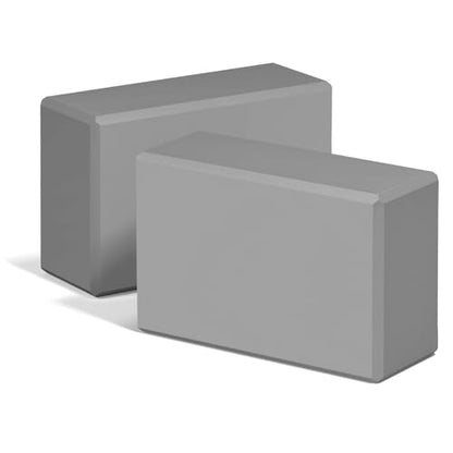Yoga Blocks 2 Pack, 9"x6"x3" High-Density EVA Foam Yoga Block, Non-Slip Yoga Blocks for Yoga, Pilates Meditation, Stretching and Toning, Supportive, Latex-Free - color: Gray