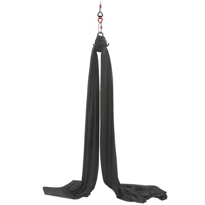 Aerial Yoga Hammock, 440 lbs Capacity Ceiling Mounted Aerial Silks Kit with 360° Swivel, Polyester Fabric for Home Gym Studio, 16.4ft - color: Black, size: 5M/16.4FT