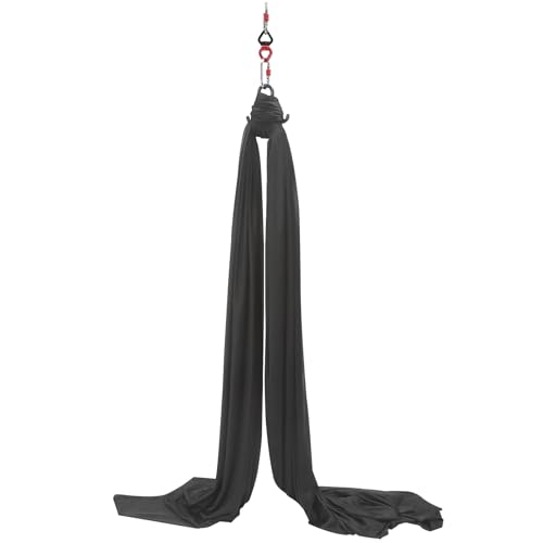 Aerial Yoga Hammock, 440 lbs Capacity Ceiling Mounted Aerial Silks Kit with 360° Swivel, Polyester Fabric for Home Gym Studio, 16.4ft - color: Black, size: 5M/16.4FT