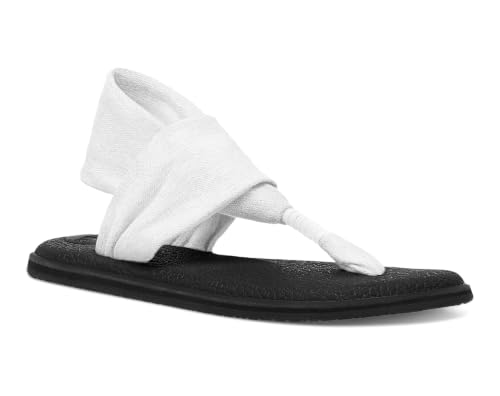 Sanuk Women's Yoga Sling 2 | Yoga Mat Footbed | Sandals for Women | Yoga Sandals For Women| Two-Way Stretch Upper - color: White, size: 6