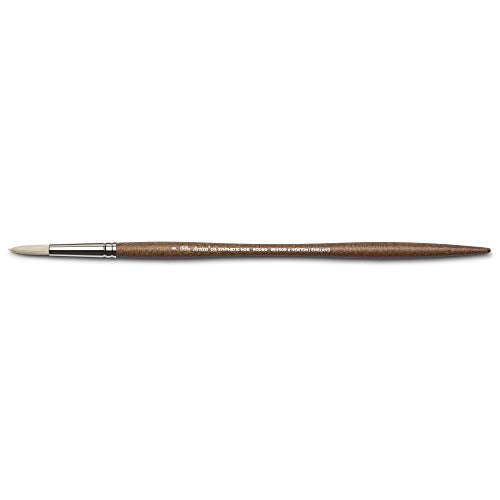 Winsor & Newton Artists' Oil Synthetic Brush, Round #6 | Synthetic Flagged Bristles, Excellent Color Carrying Capacity, Handmade in England, For Oil Paint - style: Round #6