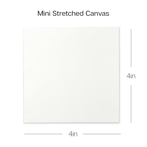 KINGART 836-8 Stretched White Canvas for Painting, 4 x 4 Inch, Pack of 8 | 100% Cotton, Gesso Primed, 5/8" Stretcher Bars, Ready to Paint - size: 4 x 4 Inch