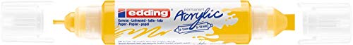 edding 5400 Acrylic 3D Double Liner - Yellow - 1 Acrylic Colour Tube - 2 nozzles 2-3,5-10mm - Acrylic Paints for Canvas, Painting Boards and Wood - Waterproof acrylics in Artist-Quality Colours - color: Traffic Yellow Mat