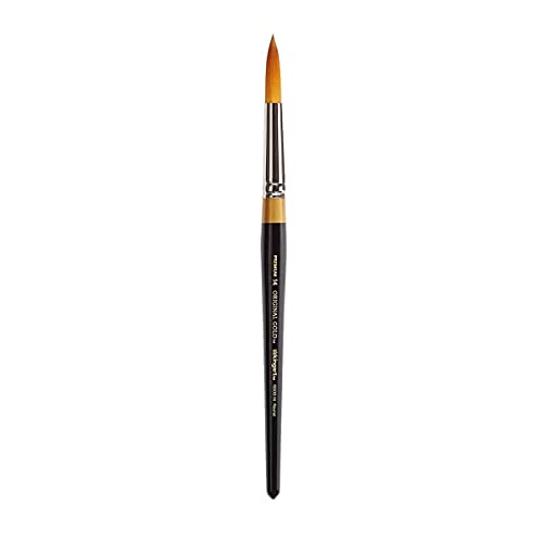 KINGART Premium Original Gold 9000-14 Round Series Artist Brush, Golden Taklon Synthetic Hair, Short Handle, for Acrylic, Watercolor, Oil and Gouache Painting, Size 14 - size: 14