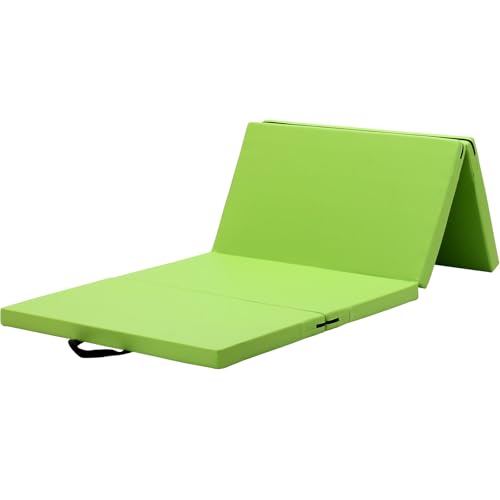 KaRaDaStyle Gymnastics Mat Folding Stretch Mats 71"x31"x2" Exercise Muscle Training Children Play Horizontal Bar Mat Yoga Sports Soundproof Home Use - color: Green/4-fold