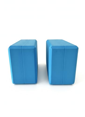 Yoga Blocks Set of 2, High Density EVA Foam Yoga Block, Non-Slip, Lightweight, for Yoga, Pilates, Stretching & Balance Training (Blue 9x6x4 inch)