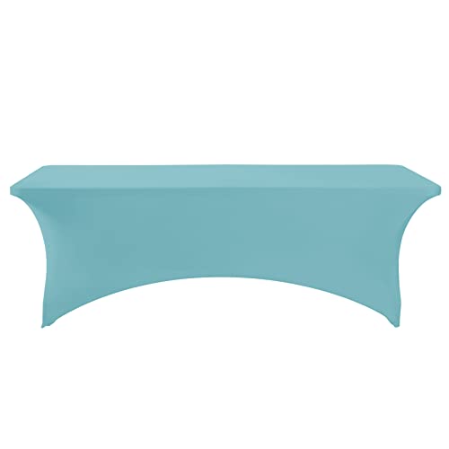 Spandex Table Cover for 8FT or 4ft or 6ft Table Universal Fitted Stretch Tablecloth for Party, Banquet, Wedding and Events-Aqua - color: Aqua, size: 96" x 30" (Rectangular)